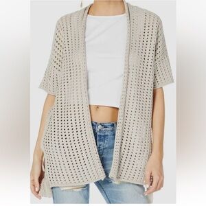 Michael Stars Fawn Flounce Sleeve Wrap With Tie Tassels Open Front Sweater XS